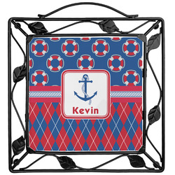 Buoy & Argyle Print Square Trivet (Personalized)