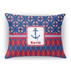 Buoy & Argyle Print Rectangular Throw Pillow Case - 12"x18" (Personalized)