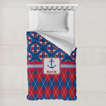 Buoy & Argyle Print Toddler Duvet Cover w/ Name or Text