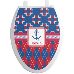 Buoy & Argyle Print Toilet Seat Decal - Elongated (Personalized)