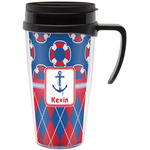 Buoy & Argyle Print Acrylic Travel Mug with Handle (Personalized)