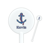 Buoy & Argyle Print 5.5" Round Plastic Stir Sticks - White - Double Sided (Personalized)