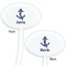 Buoy & Argyle Print White Plastic 7" Stir Stick - Double Sided - Oval - Front & Back