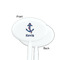 Buoy & Argyle Print White Plastic 7" Stir Stick - Single Sided - Oval - Front & Back