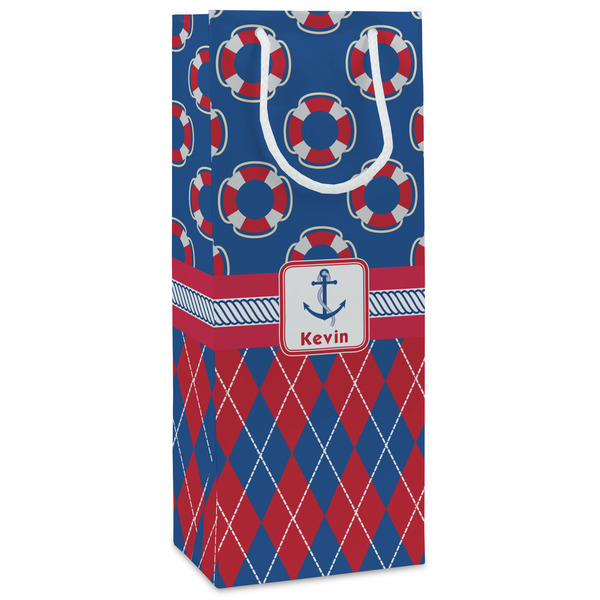 Custom Buoy & Argyle Print Wine Gift Bags - Gloss (Personalized)