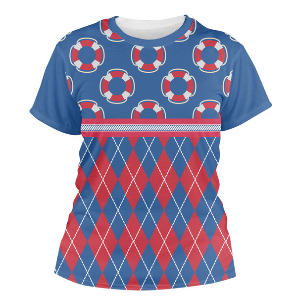 Custom Buoy & Argyle Print Women's Crew T-Shirt - Small