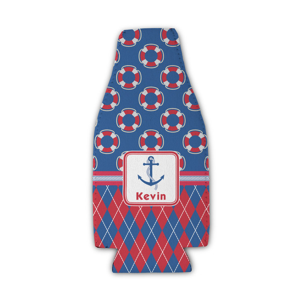 Custom Buoy & Argyle Print Zipper Bottle Cooler (Personalized)