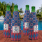 Buoy & Argyle Print Zipper Bottle Cooler - Set of 4 - LIFESTYLE