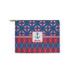 Buoy & Argyle Print Zipper Pouch - Small - 8.5"x6" (Personalized)