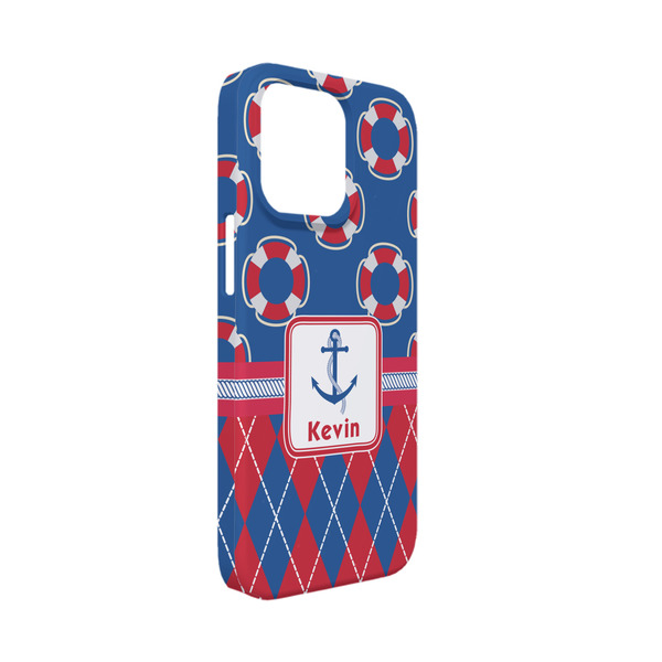 Custom Buoy & Argyle Print iPhone Case - Plastic - iPhone 13 Mini (Personalized)