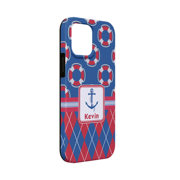 Custom Buoy & Argyle Print iPhone Case - Rubber Lined - iPhone 13 Mini (Personalized)