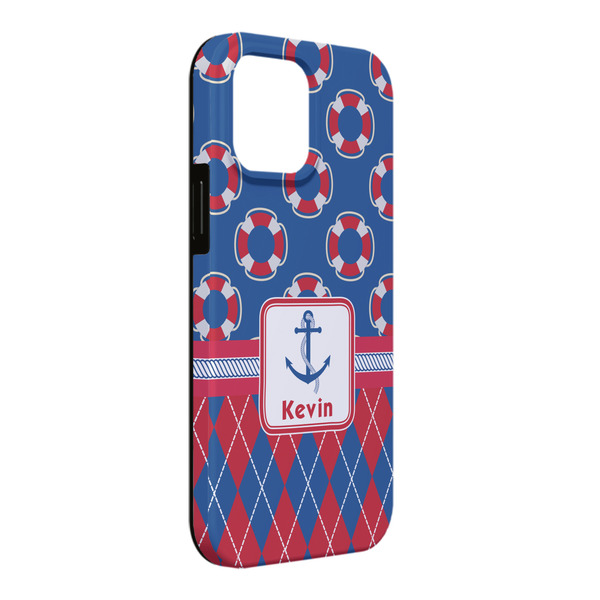 Custom Buoy & Argyle Print iPhone Case - Rubber Lined - iPhone 13 Pro Max (Personalized)