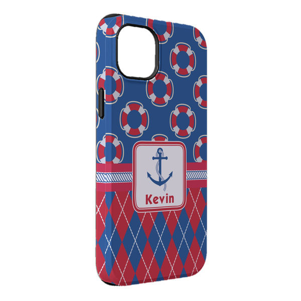 Custom Buoy & Argyle Print iPhone Case - Rubber Lined - iPhone 14 Plus (Personalized)