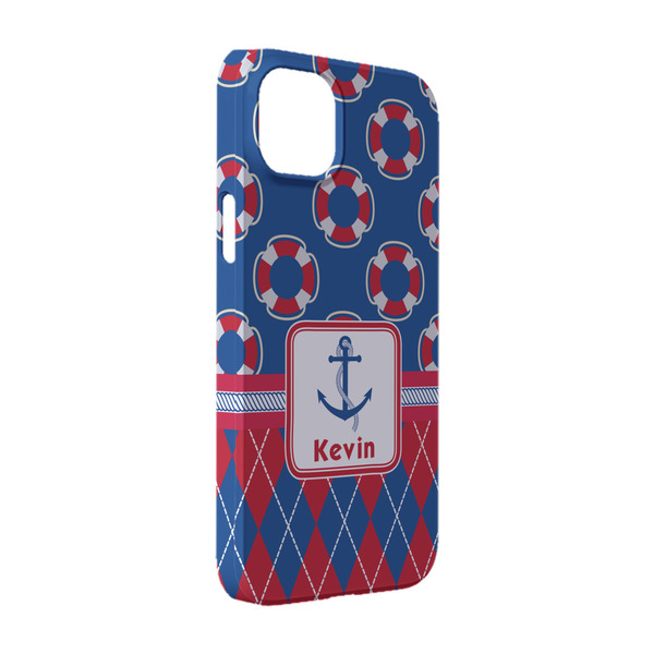 Custom Buoy & Argyle Print iPhone Case - Plastic - iPhone 14 Pro (Personalized)