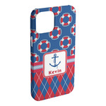 Buoy & Argyle Print iPhone Case - Plastic - iPhone 15 Plus (Personalized)