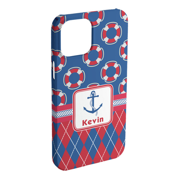 Custom Buoy & Argyle Print iPhone Case - Plastic - iPhone 15 Plus (Personalized)