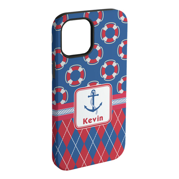 Custom Buoy & Argyle Print iPhone Case - Rubber Lined - iPhone 15 Plus (Personalized)