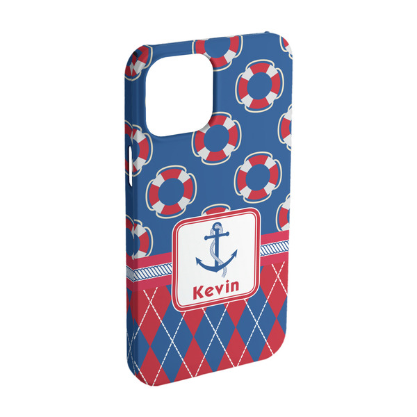 Custom Buoy & Argyle Print iPhone Case - Plastic - iPhone 15 Pro (Personalized)