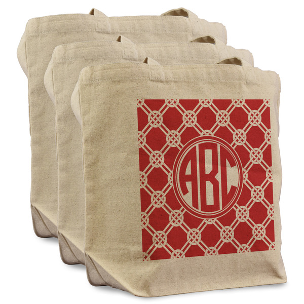 Custom Celtic Knot Reusable Cotton Grocery Bags - Set of 3 (Personalized)