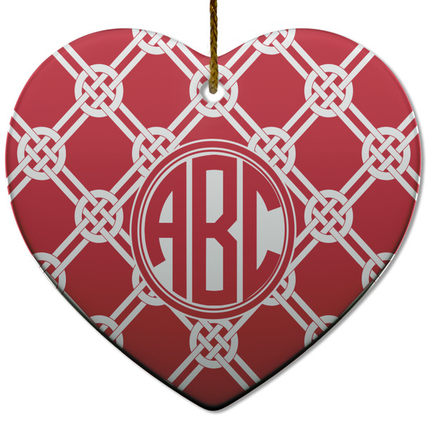 Custom Celtic Knot Heart Ceramic Ornament w/ Monogram