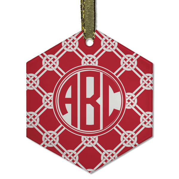 Custom Celtic Knot Flat Glass Ornament - Hexagon w/ Monogram