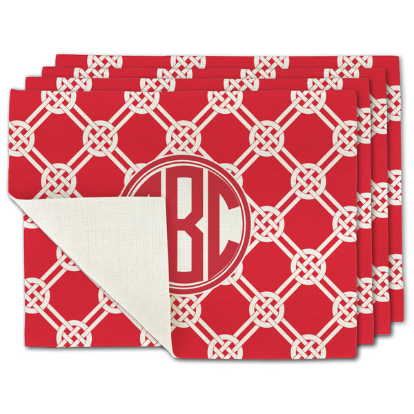 Custom Celtic Knot Single-Sided Linen Placemat - Set of 4 w/ Monogram