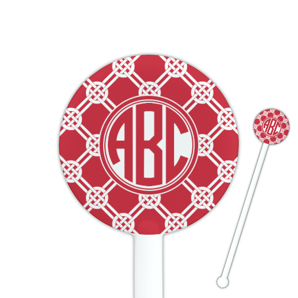 Custom Celtic Knot 5.5" Round Plastic Stir Sticks - White - Double Sided (Personalized)