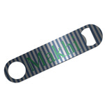 Stripes Bar Bottle Opener - Silver w/ Name or Text