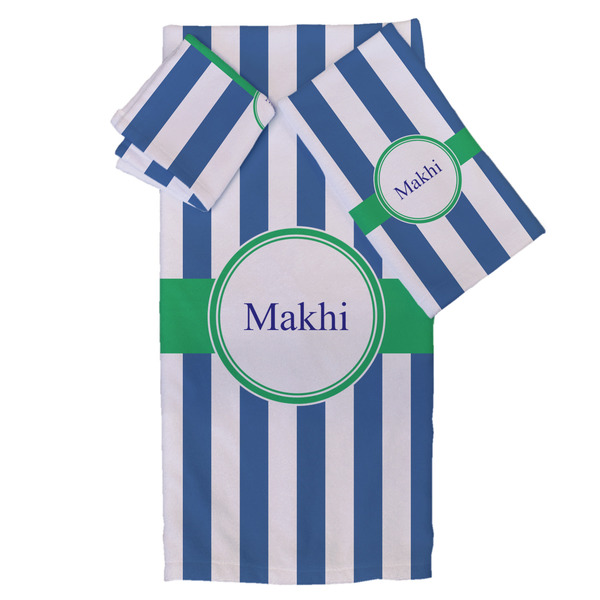 Custom Stripes Bath Towel Set - 3 Pcs (Personalized)