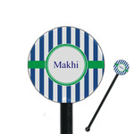 Stripes 5.5" Round Plastic Stir Sticks - Black - Double Sided (Personalized)