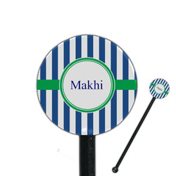 Stripes 5.5" Round Plastic Stir Sticks - Black - Single Sided (Personalized)