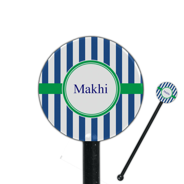 Custom Stripes 5.5" Round Plastic Stir Sticks - Black - Single Sided (Personalized)