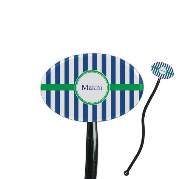 Custom Stripes 7" Oval Plastic Stir Sticks - Black - Double Sided (Personalized)