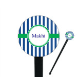 Stripes 7" Round Plastic Stir Sticks - Black - Single Sided (Personalized)