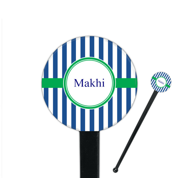 Custom Stripes 7" Round Plastic Stir Sticks - Black - Single Sided (Personalized)