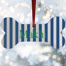 Stripes Ceramic Dog Ornament w/ Name or Text