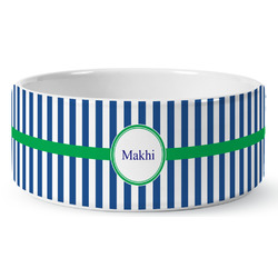 Stripes Ceramic Dog Bowl - Large (Personalized)