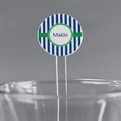 Stripes 7" Round Plastic Stir Sticks - Clear (Personalized)