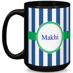 Stripes 15 Oz Coffee Mug - Black (Personalized)