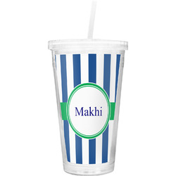 Stripes Double Wall Tumbler with Straw (Personalized)