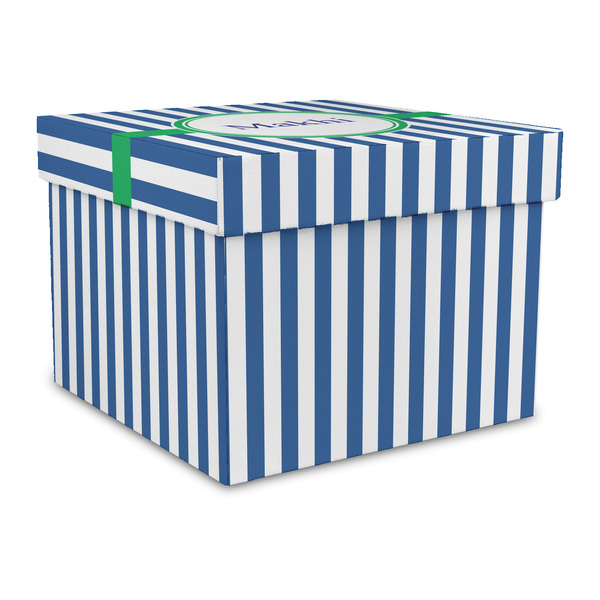 Custom Stripes Gift Box with Lid - Canvas Wrapped - Large (Personalized)