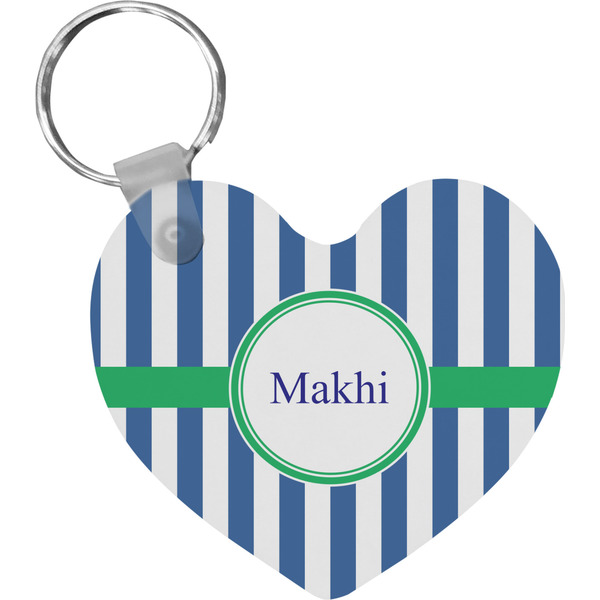 Custom Stripes Heart Plastic Keychain w/ Name or Text