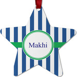 Stripes Metal Star Ornament - Double Sided w/ Name or Text