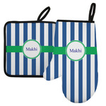 Stripes Left Oven Mitt & Pot Holder Set w/ Name or Text