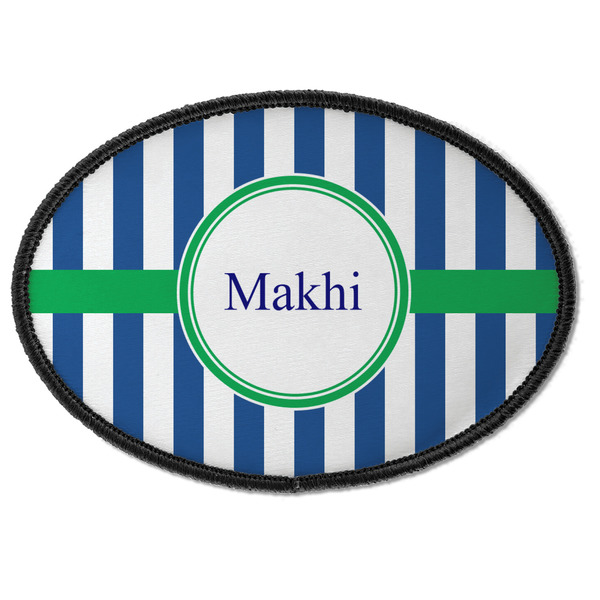 Custom Stripes Iron On Oval Patch w/ Name or Text