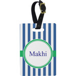 Stripes Plastic Luggage Tag - Rectangular w/ Name or Text