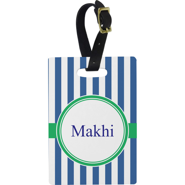 Custom Stripes Plastic Luggage Tag - Rectangular w/ Name or Text