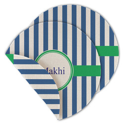 Stripes Round Linen Placemat - Double Sided (Personalized)