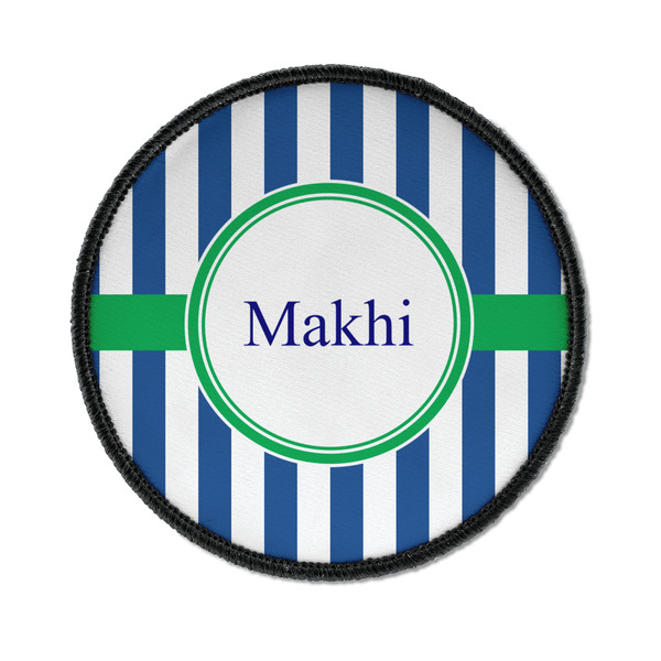 Custom Stripes Iron On Round Patch w/ Name or Text