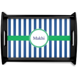 Stripes Black Wooden Tray - Small (Personalized)